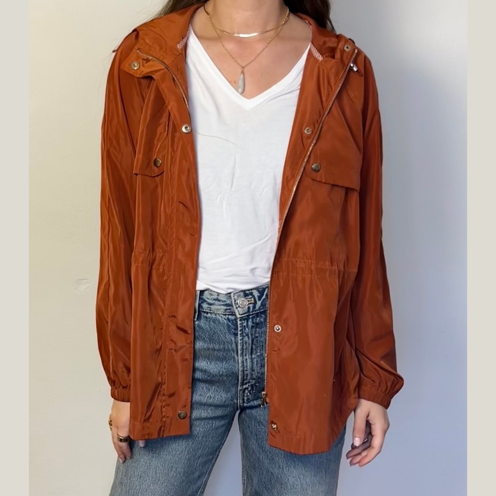 Burnt Orange Lightweight Windbreaker Jacket – Size S